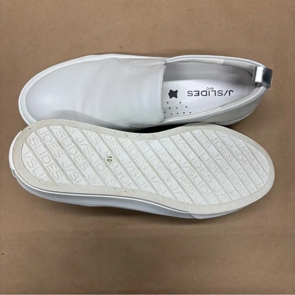 J Slides GIA, White Leather Shoes, J Slides Slip Ons Size 10 NWOT - Picture 8 of 16